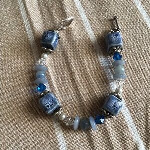 Fun Handmade Denim Blue Beaded Bracelet